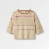 Migrer Pull Tricoté Bio - Rayures Multicolores Avoine