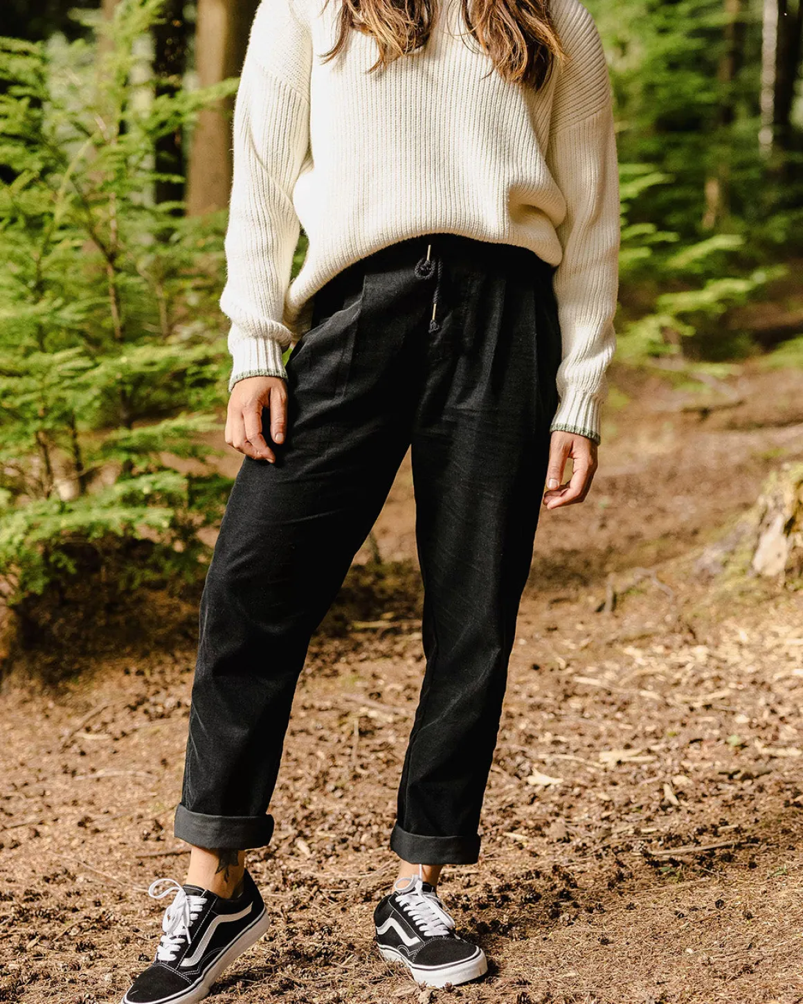 Pantalon en velours côtelé recyclé Compass - Noir