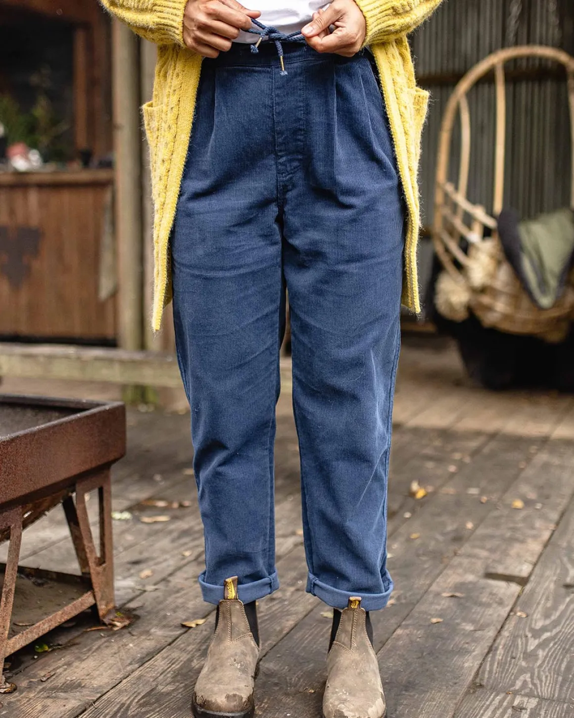 Pantalon en velours côtelé recyclé Compass - Denim foncé