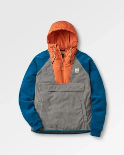 Polaire à Capuche et Demi-Zip Woodland - Gris Chiné / Bleu Tidal