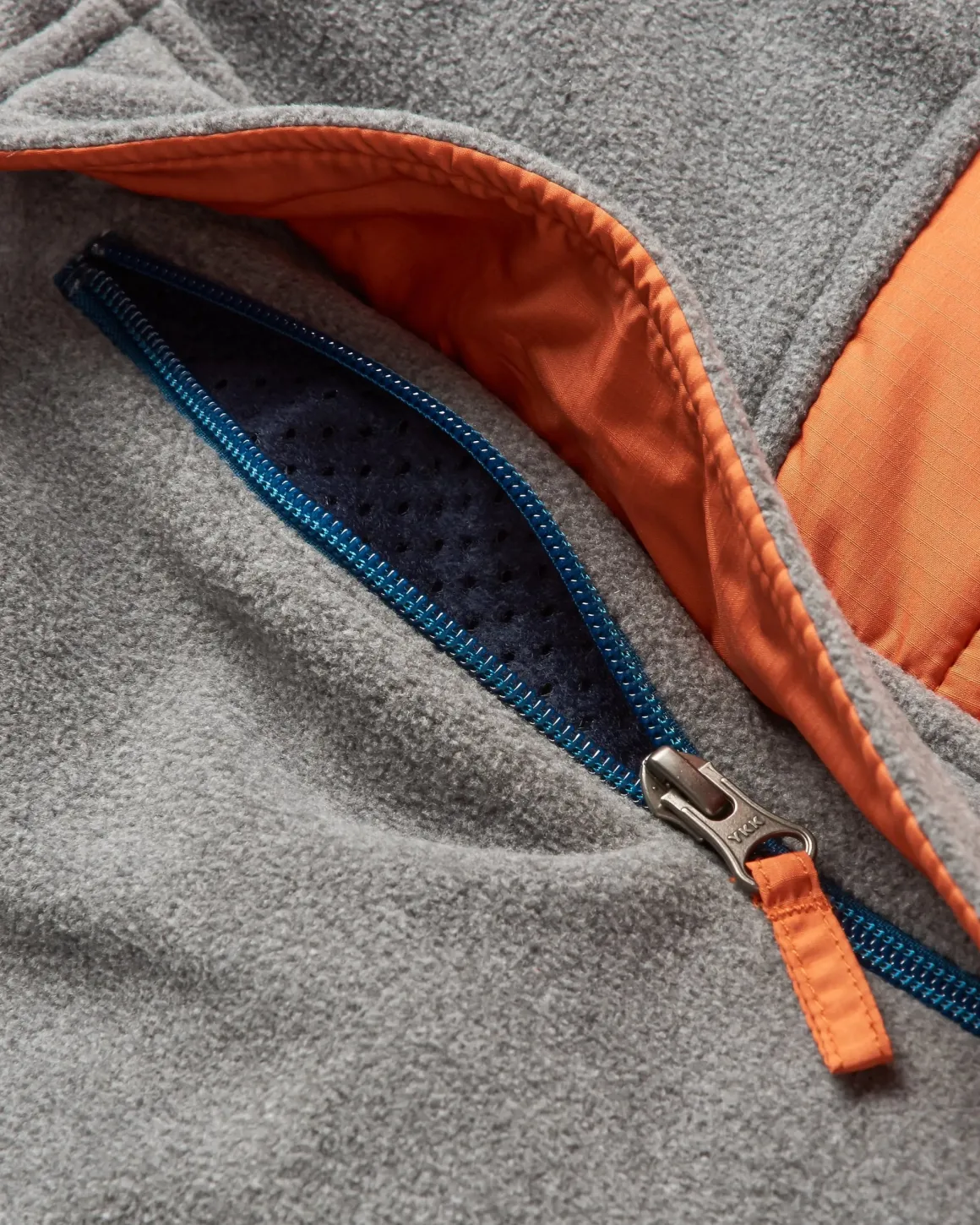 Polaire à Capuche et Demi-Zip Woodland - Gris Chiné / Bleu Tidal