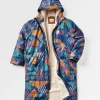 Poncho de surf doublé en sherpa recyclé Waves - Motif camouflage bleu profond