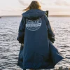 Poncho de surf doublé en sherpa recyclé Waves - Rich Navy