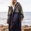 Poncho de surf doublé en sherpa recyclé - Noir/ Kaki