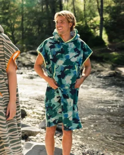 Poncho de surf en tissu recyclé Tulum - Camo Alpin Kaki