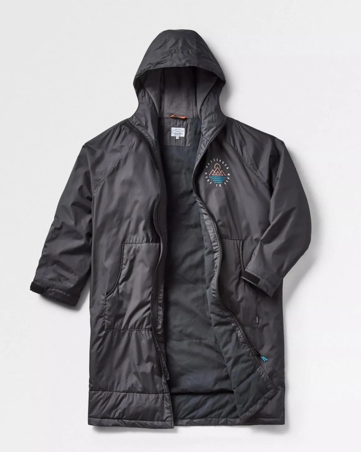 Poncho de surf Escapism doublé d'une serviette recyclée - Noir