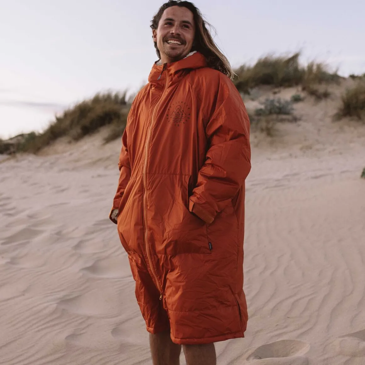 Poncho de surf Escapism Recyclé doublé en Sherpa - Rouille