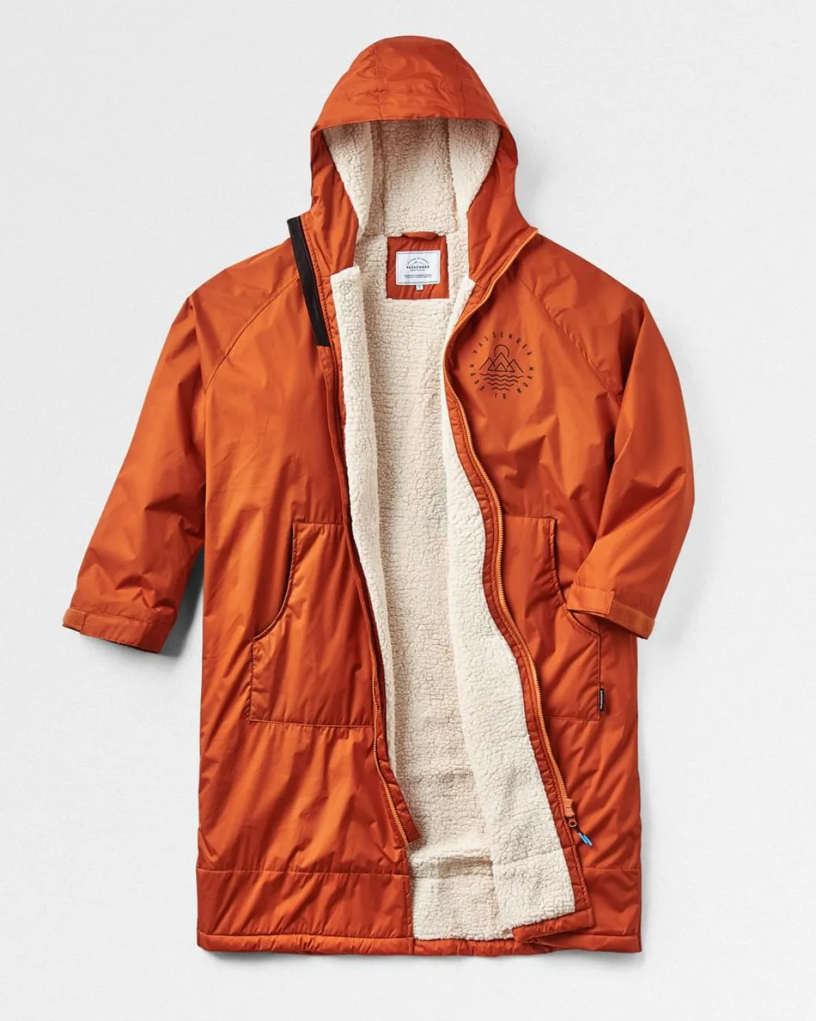 Poncho de surf Escapism Recyclé doublé en Sherpa - Rouille