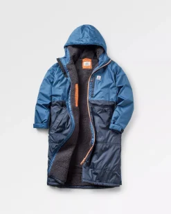 Poncho de surf recyclé avec doublure en sherpa Waves - Denim Foncé/ Bleu Marine Profond