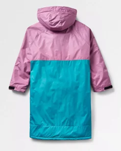 Poncho de surf recyclé doublé en sherpa - Vert Viridian/Orchidée
