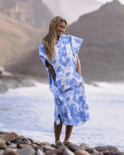 Poncho en Serviette Recyclée Tulum - Tie Dye Bleuet