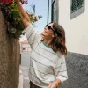 Pull Bio Tricoté - Rayures Bleu Pool