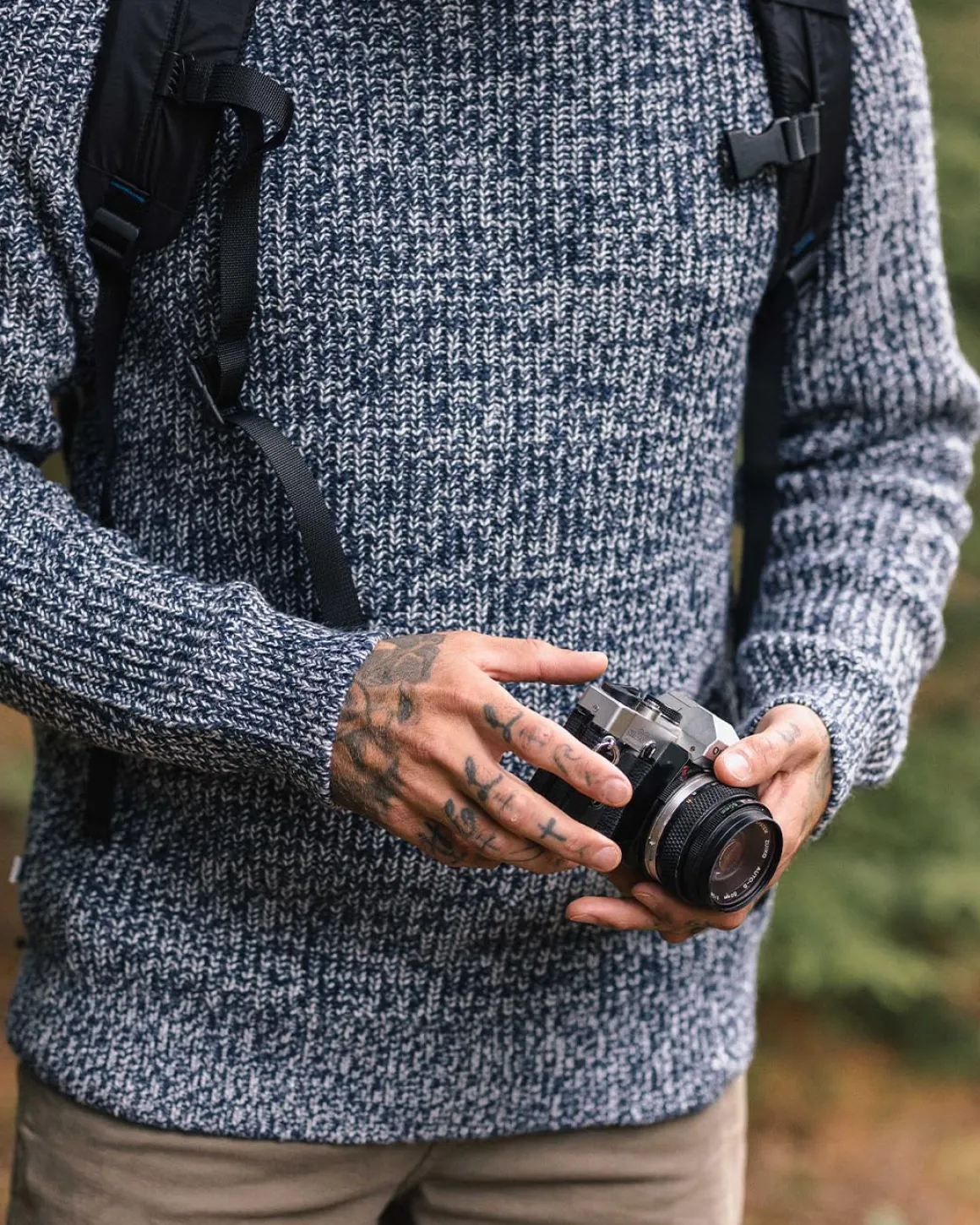 Pull recyclé en maille - Gris chiné