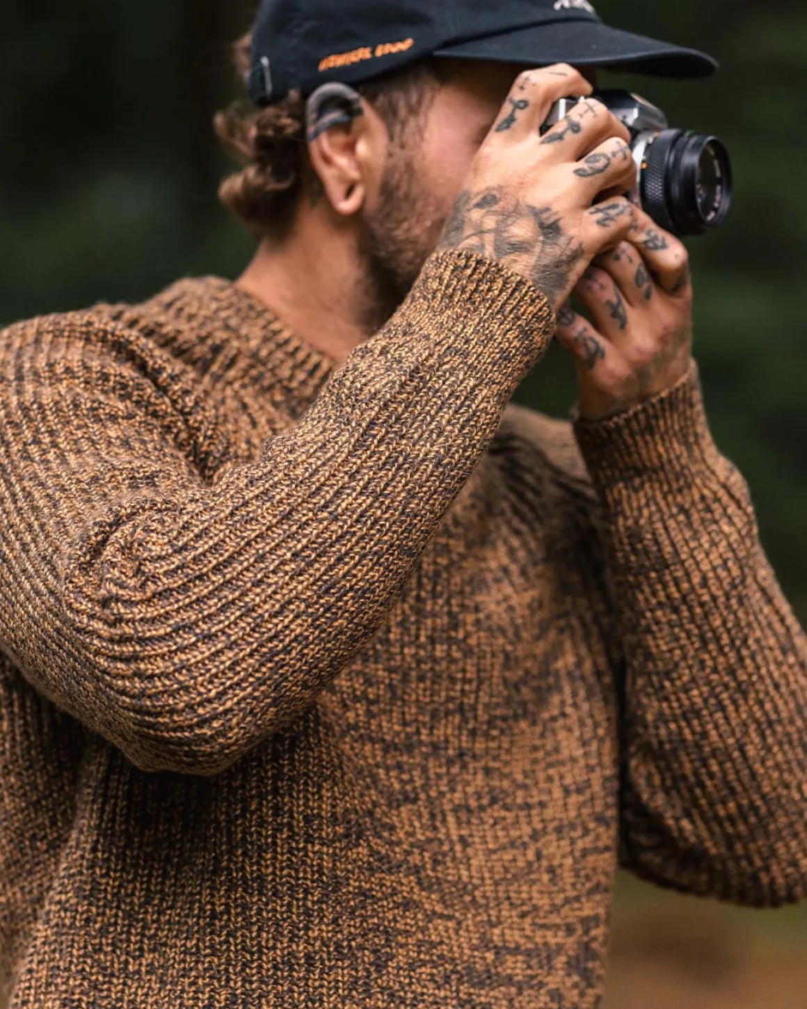 Pull recyclé en maille - Ocre poussiéreux