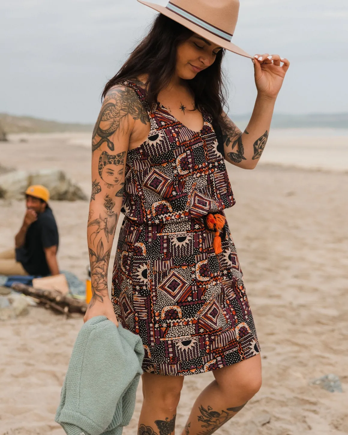 Robe en Coton Recyclé Rivergate - Patchwork Vintage Noir/Multi