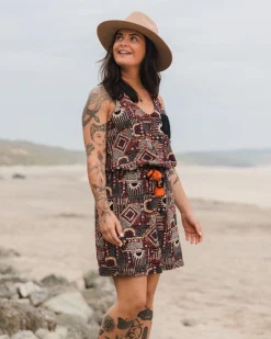 Robe en Coton Recyclé Rivergate - Patchwork Vintage Noir/Multi