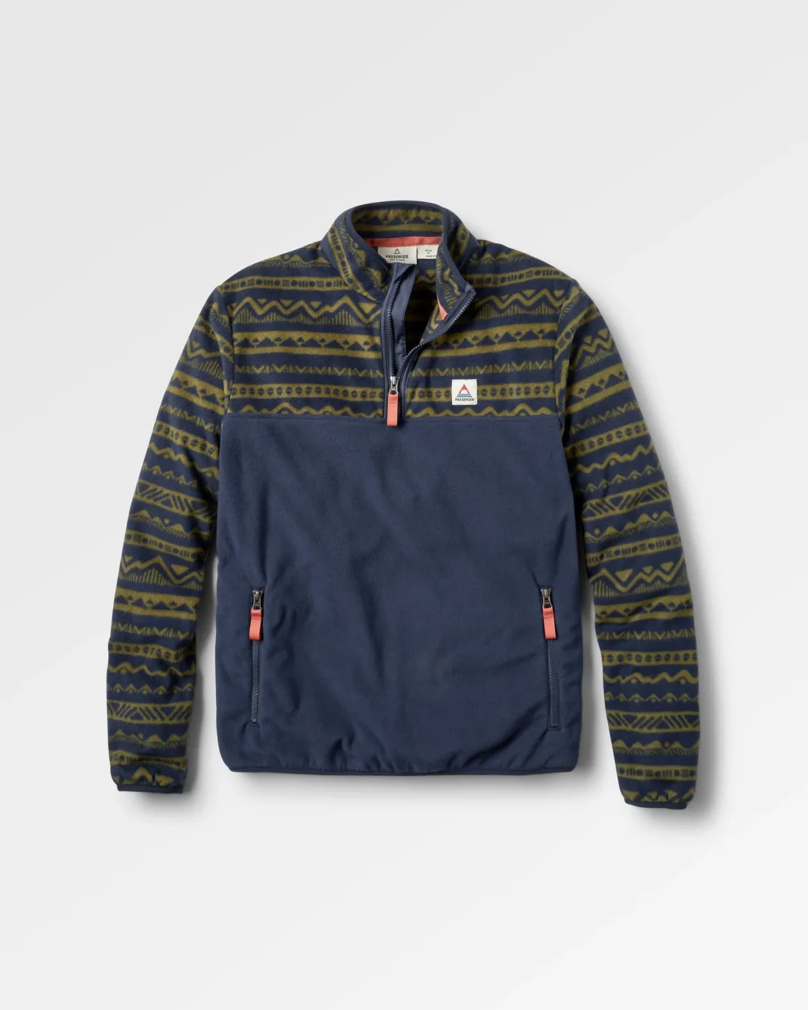 Set Off Recycled Polar 1/4 Zip Fleece - Mountain Geo Khaki/Rich Navy