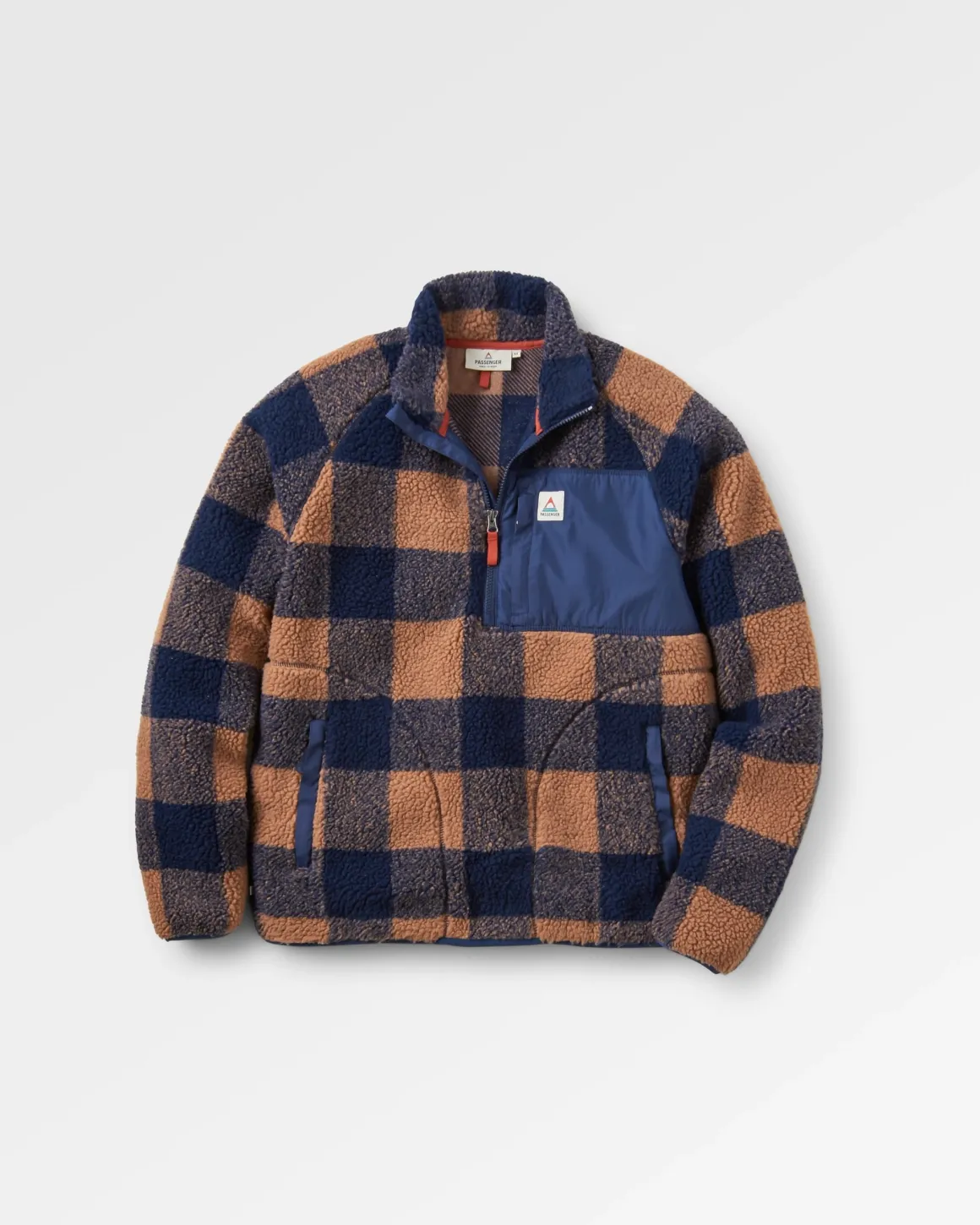 Sherpa Recyclé Offroad 1/2 Zip Fleece - Toffee/Rich Navy Buffalo