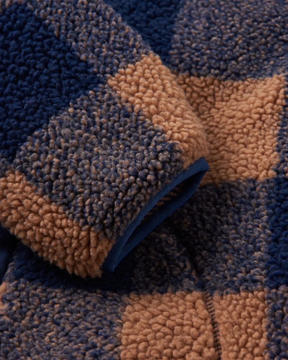 Sherpa Recyclé Offroad 1/2 Zip Fleece - Toffee/Rich Navy Buffalo