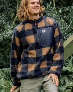 Sherpa Recyclé Offroad 1/2 Zip Fleece - Toffee/Rich Navy Buffalo