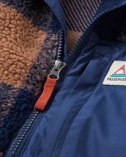 Sherpa Recyclé Offroad 1/2 Zip Fleece - Toffee/Rich Navy Buffalo