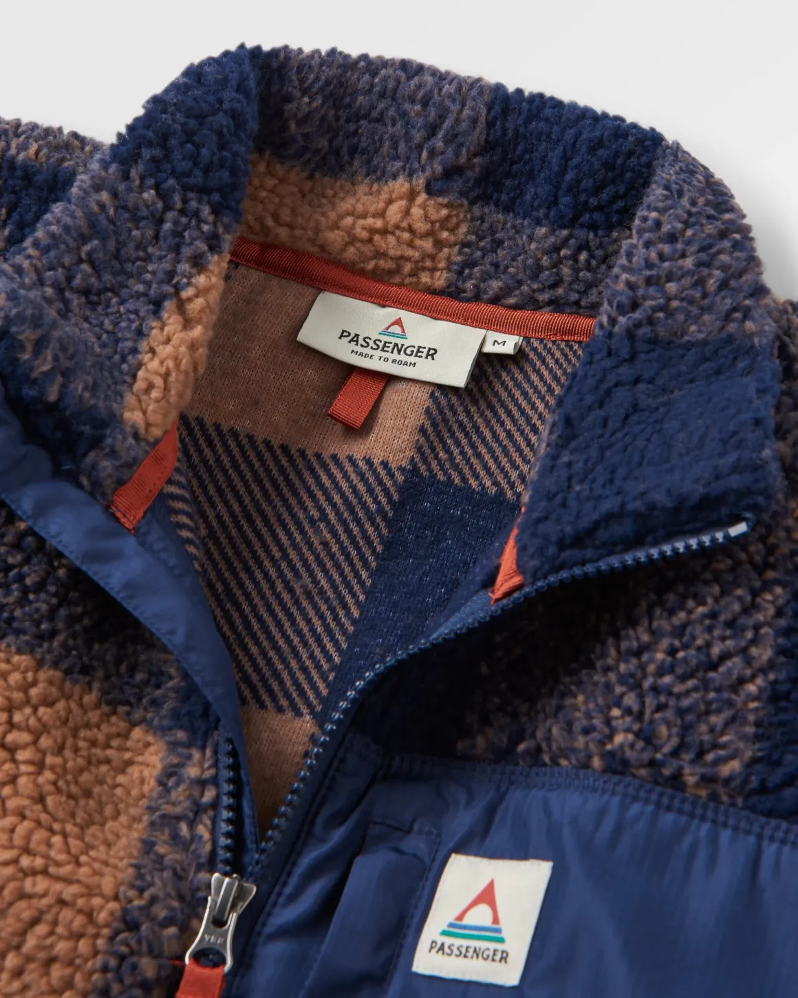 Sherpa Recyclé Offroad 1/2 Zip Fleece - Toffee/Rich Navy Buffalo