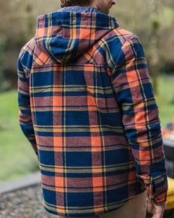 Surchemise à capuche Sherwood Check - Rich Navy/Burnt Orange