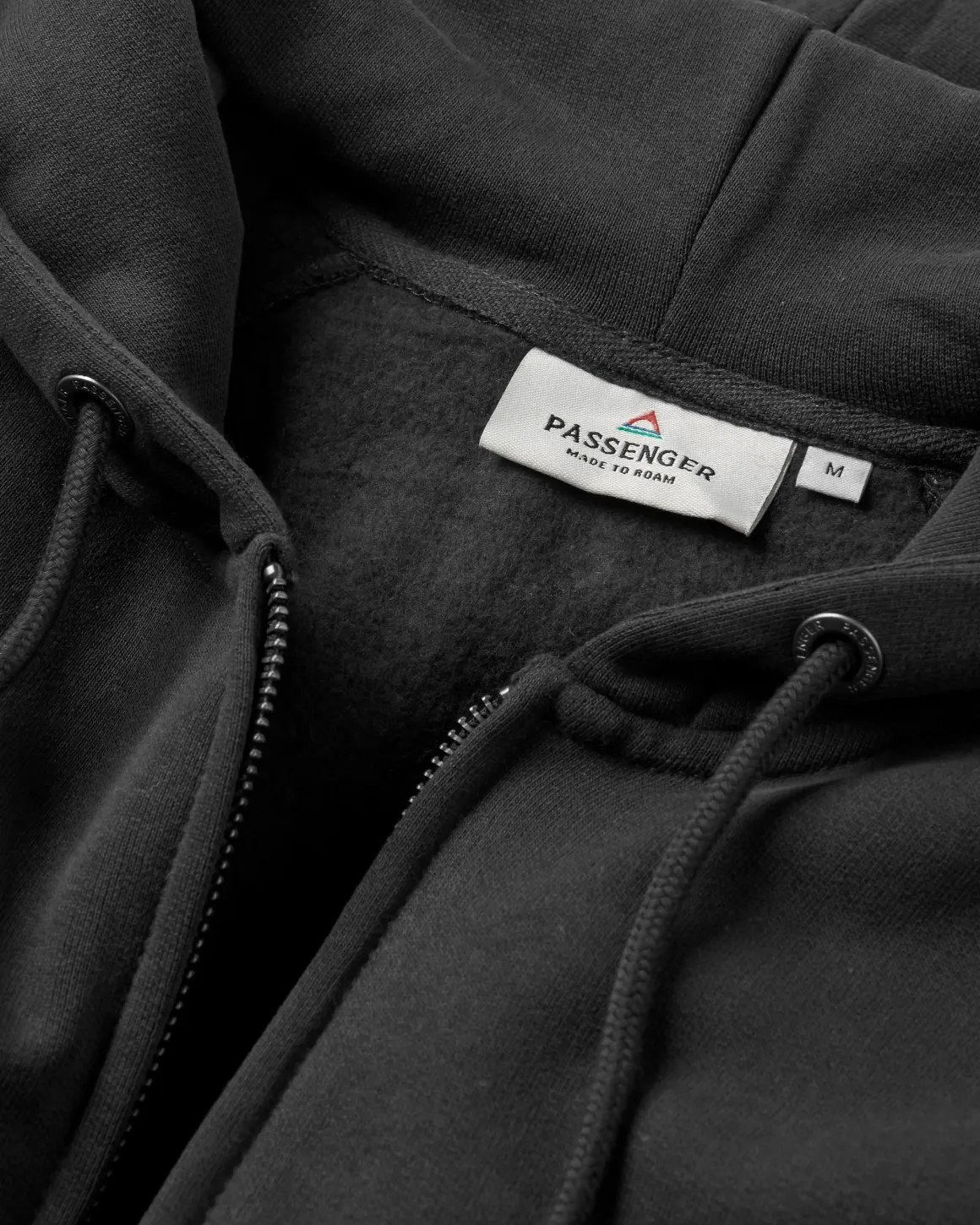 Sweat à Capuche en Coton Recyclé Heritage avec Fermeture Éclair Complète - Noir