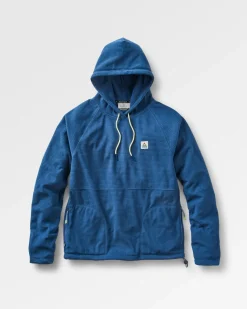 Sweat à capuche en polaire recyclée à carreaux - Denim foncé