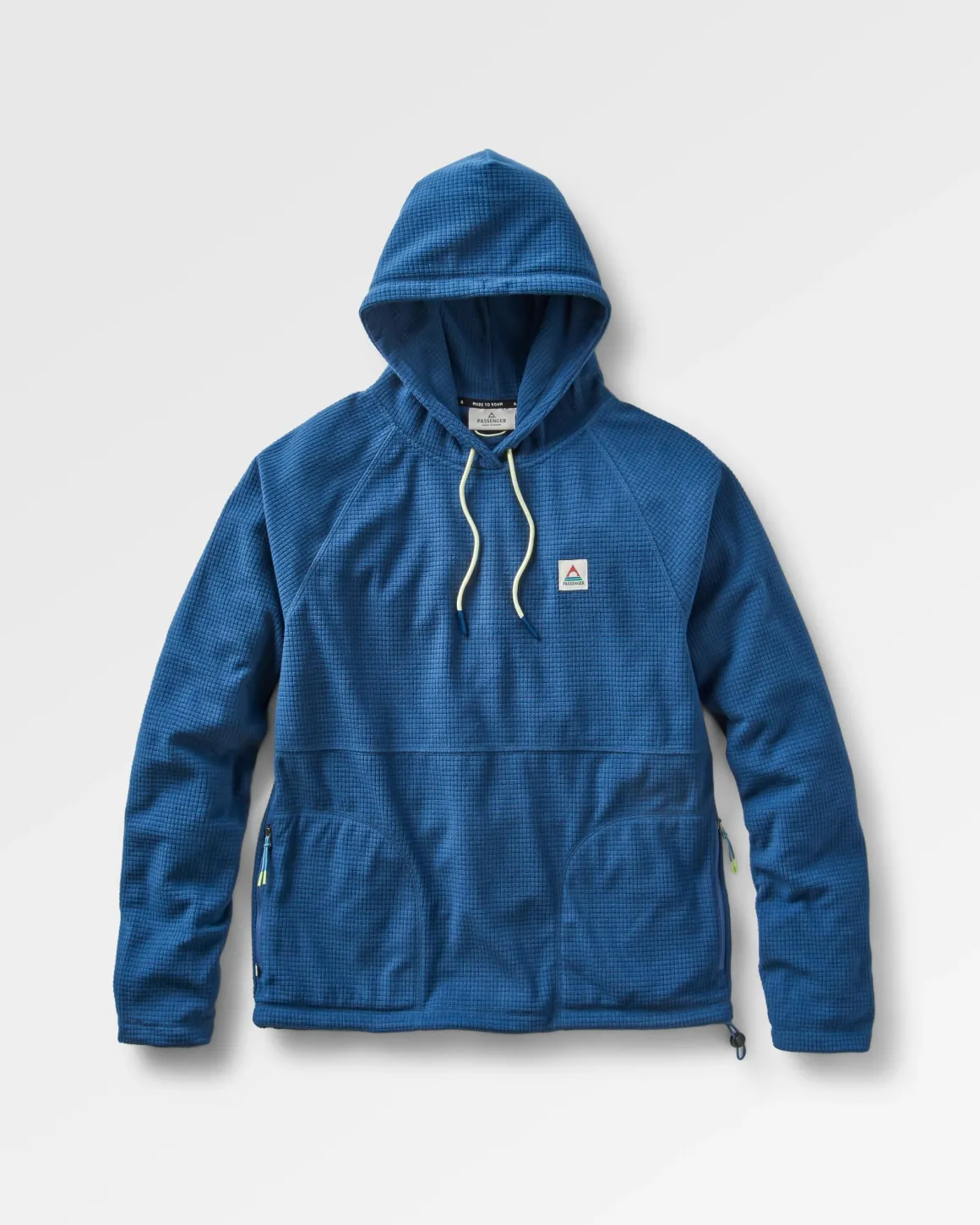 Sweat à capuche en polaire recyclée à carreaux - Denim foncé