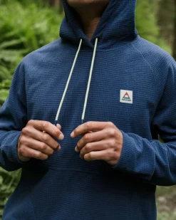 Sweat à capuche en polaire recyclée à carreaux - Denim foncé