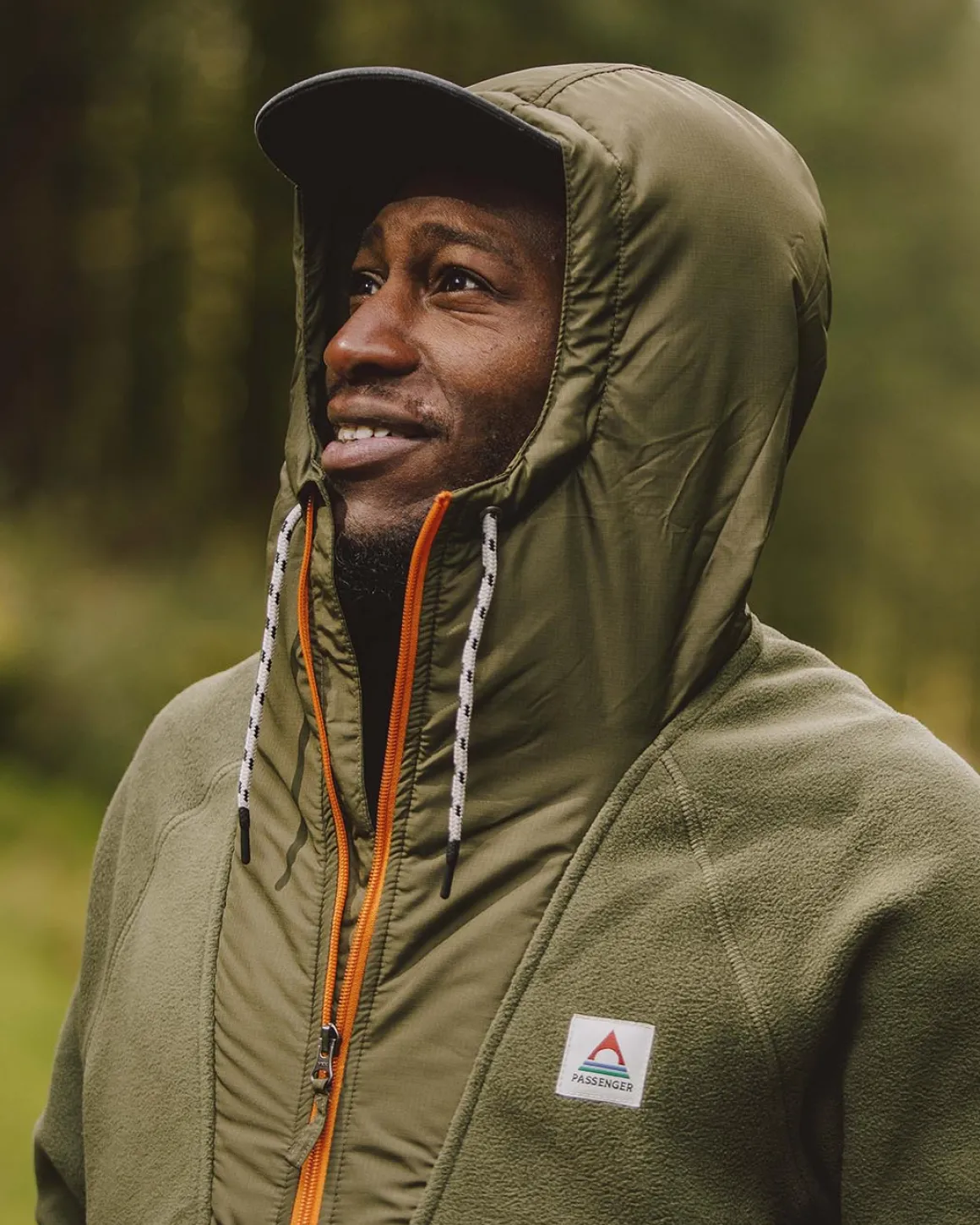 Sweat à capuche Woodland 1/2 zip en polaire recyclée - True Black/ Khaki