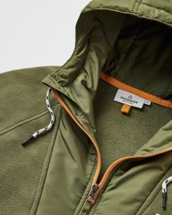 Sweat à capuche Woodland 1/2 zip en polaire recyclée - True Black/ Khaki