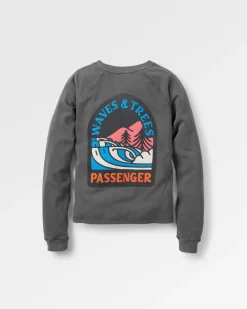 Sweatshirt en coton recyclé Waves u0026 Trees - Charcoal