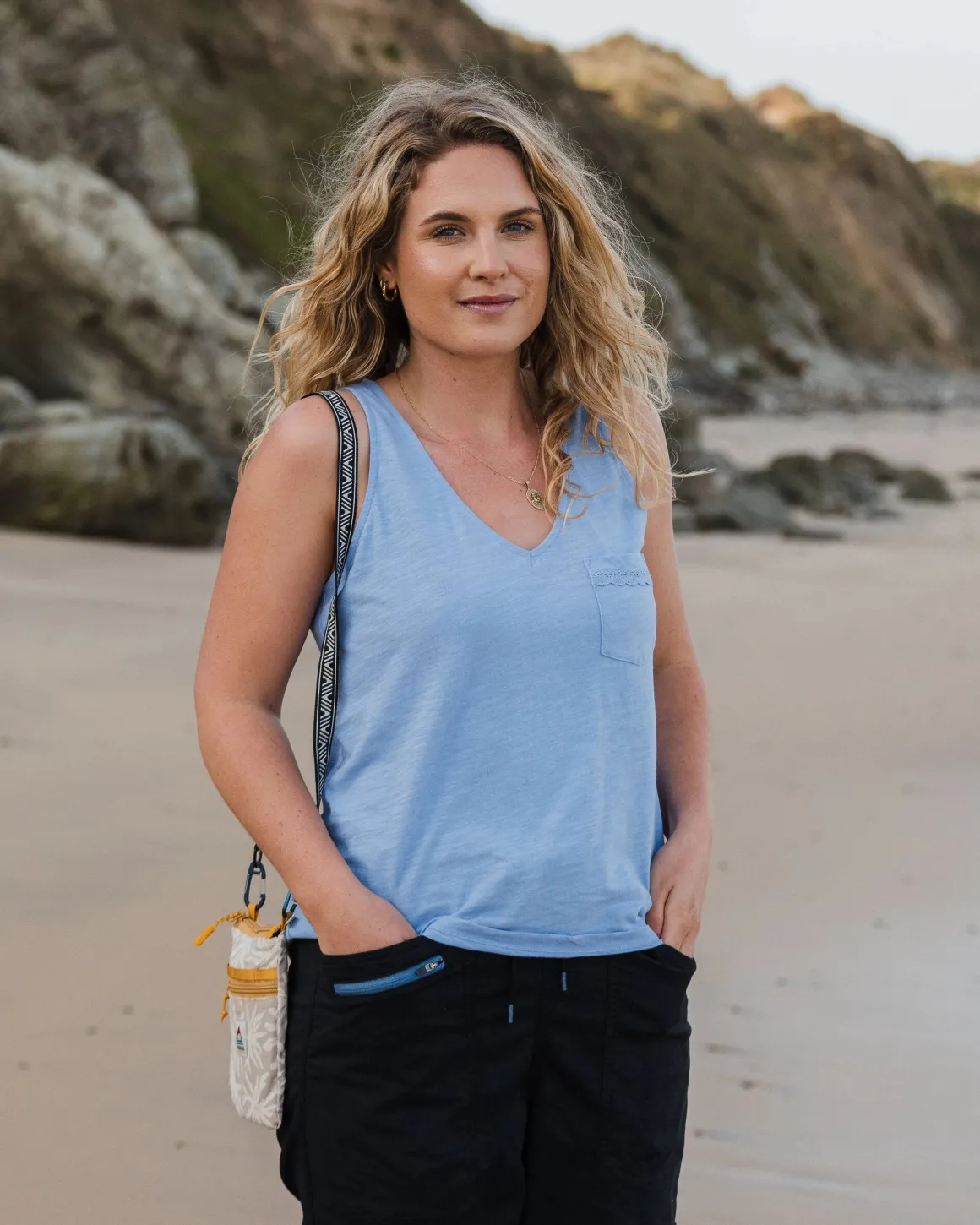 Top en coton recyclé Rivergate - Bleuet