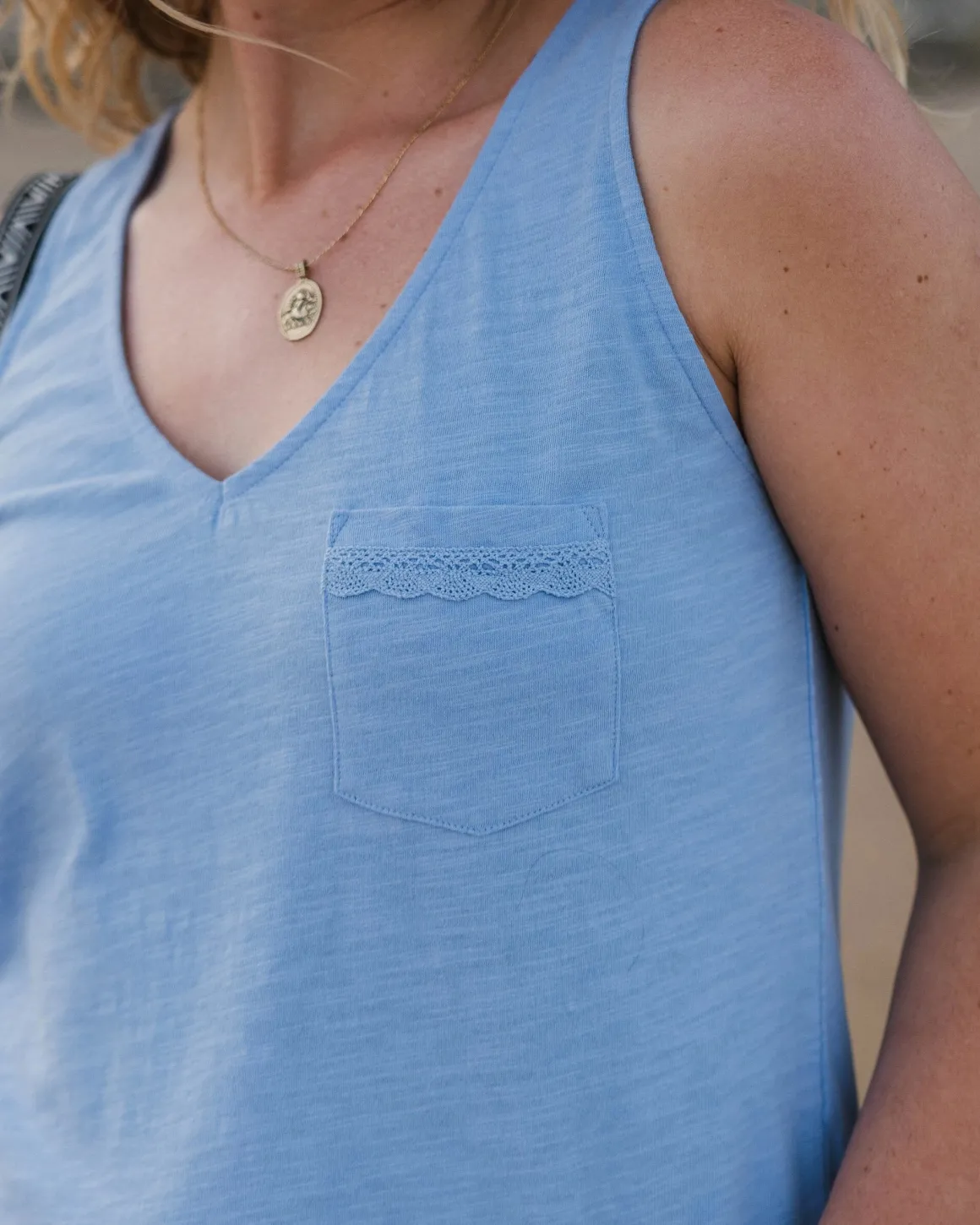 Top en coton recyclé Rivergate - Bleuet