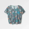 T-shirt Actif Recyclé à Dos Noué avec Impression Chakra - Camouflage Palmier Mer Profonde