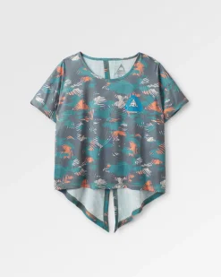 T-shirt Actif Recyclé à Dos Noué avec Impression Chakra - Camouflage Palmier Mer Profonde