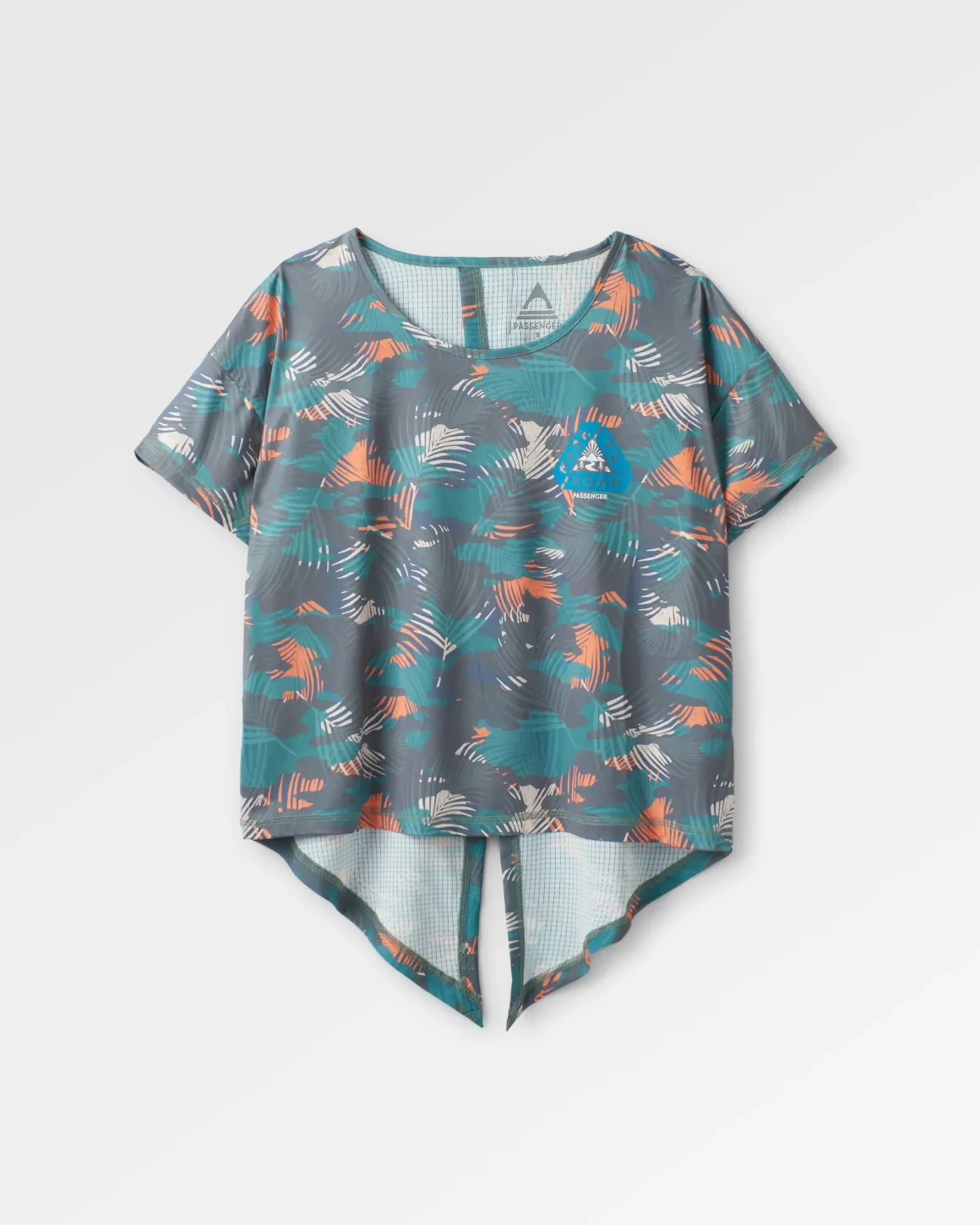T-shirt Actif Recyclé à Dos Noué avec Impression Chakra - Camouflage Palmier Mer Profonde