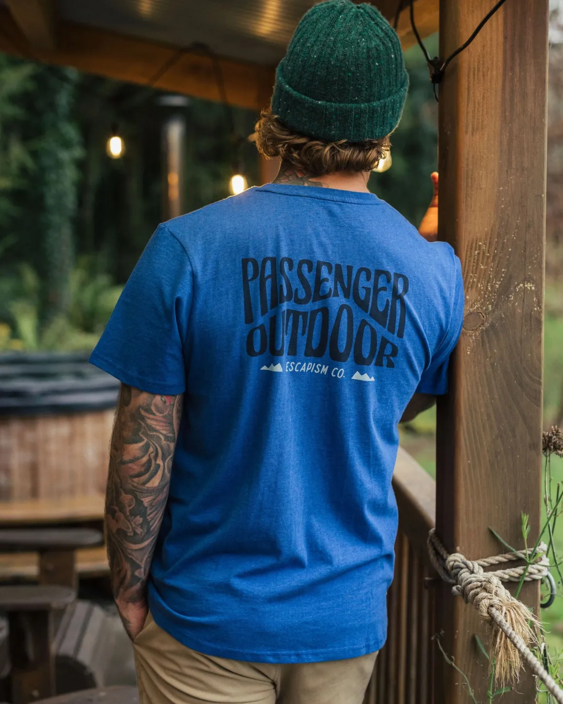 T-shirt en coton bio Yuca - Bleu Azur Marl