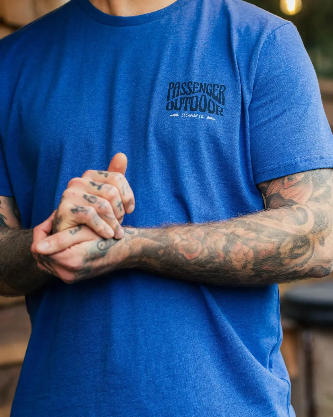 T-shirt en coton bio Yuca - Bleu Azur Marl