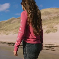 T-shirt manches longues en coton recyclé Dawn - Rouge Terre