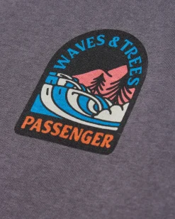 T-shirt manches longues recyclé Waves u0026 Trees - Charcoal
