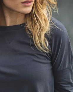T-shirt manches longues recyclé Big Leaf - Noir délavé