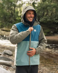 Veste Imperméable Recyclée Downpour - Tidal Blue/Arctic/Dusty Olive